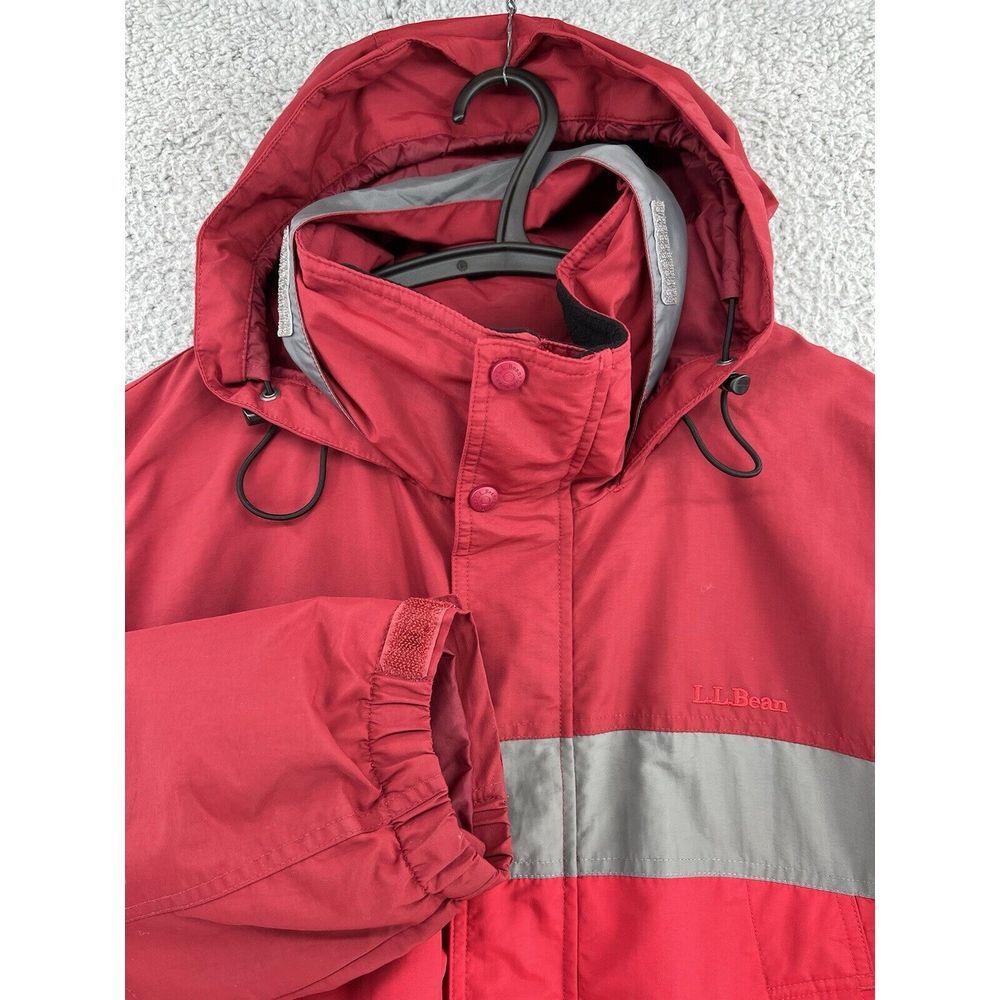 LL Bean 2 in 1 Full Zip Jacket Coat Hood w/ Zip Fleece Liner Mens Tall XL Red